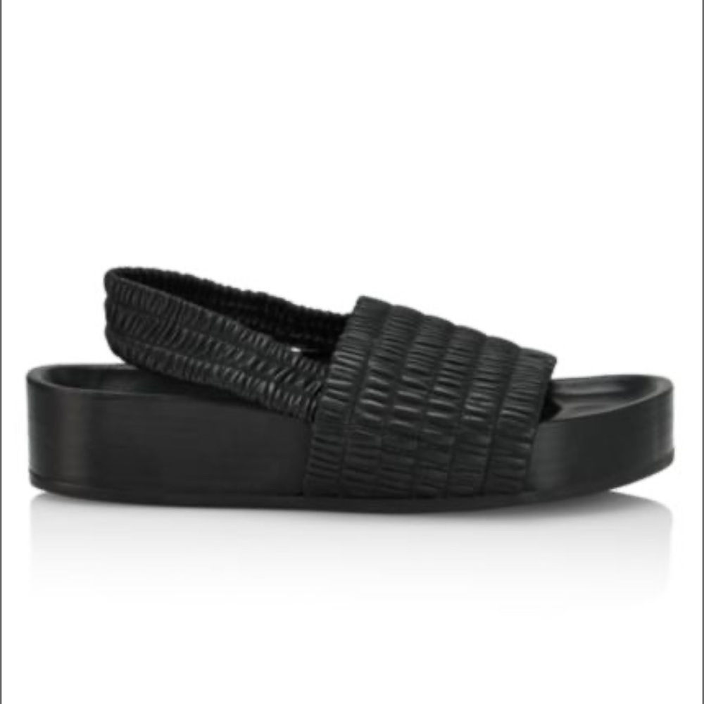 New CO Los Angeles Co-Elastic Slingback Slides Black Italian Leather Size 41